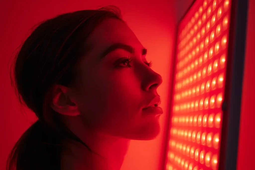 Red light therapy woman